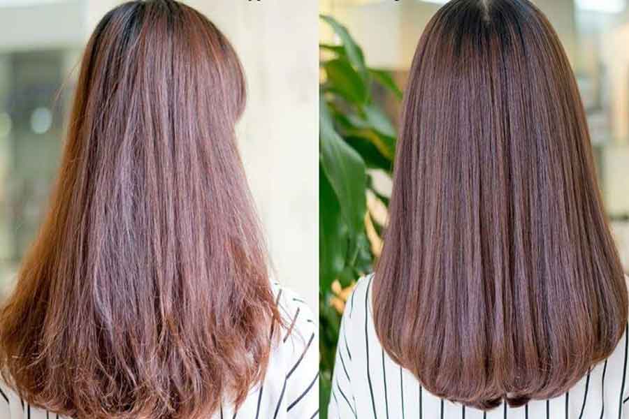 Mai tóc trước và sau khi sử dụng dầu xả phục hồi tóc hư tổn
